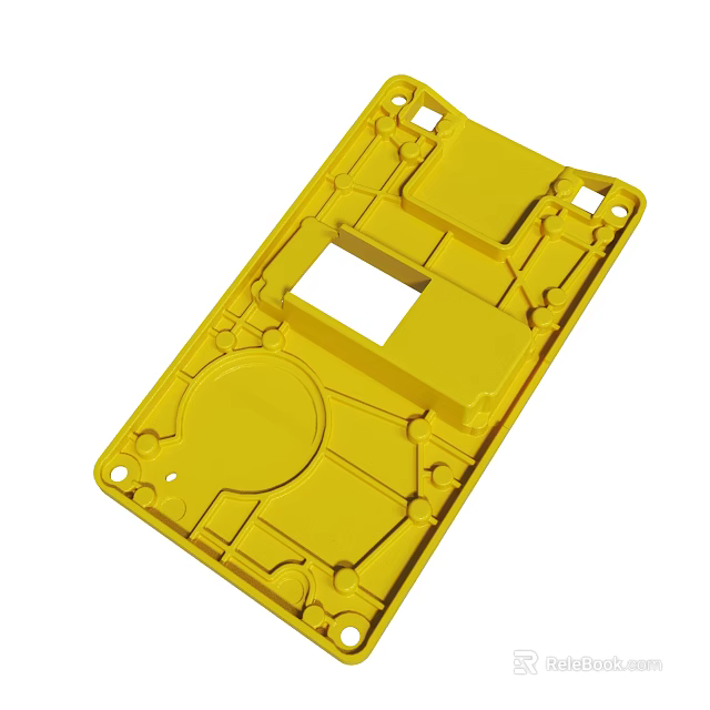 Durable Yellow Plastic Component With Holes And Structured Sections 3d model 