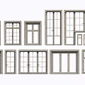 Modern Architecture Doors and Windows Double-fenestration Three-fenestration Single-door Swing Window Single-fenestration Stone Window 3d model