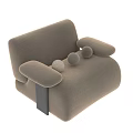 Modern Beige Fabric Single Sofa With Wide Armrests And Black Wooden Legs
