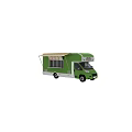 Green Food Truck With Open Side Awning And Menu Display Window