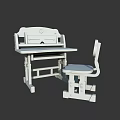 Blue Children's Study Desk And Matching Chair Set With Simple Design