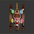 Colorful Gingerbread Rocking Horse With Pink Blue Balls And Striped Poles