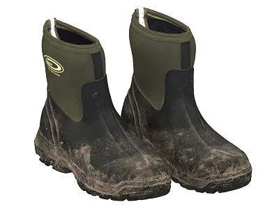 Green And Black Work Boots With Muddy Soles Sturdy For Outdoor Use 3d model Green And Black Work Boots With Muddy Soles Sturdy For Outdoor Use 3d model