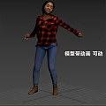 Woman In Red And Black Plaid Shirt And Blue Jeans Gesturing With Hands