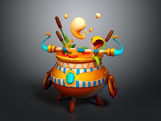 Steamer Egyptian Steamer Cooking Pot Cartoon Cooking Pot 3d model