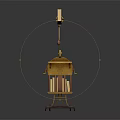 Golden Mechanical Device With Arm Holding Book And Books Inside On Wheels