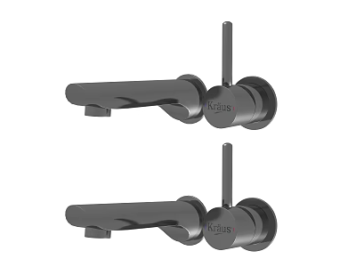 Modern Kraus Faucet Design With Two Sleek Handles And Matte Black Finish 3d model