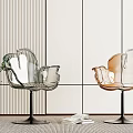 Modern Transparent Dining Chairs With Curved Design Green And Orange Colors