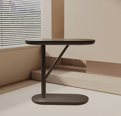 Minimalist Round Top Side Table with Black Metal Frame in Modern Indoor Scene 3d model