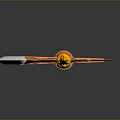 Mythical Ornate Battle Axe Featuring Golden Blade Red Handle And Decorative Details