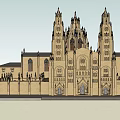 Ancient Gothic Architecture With Spires Stained Glass Windows And Arched Doorways