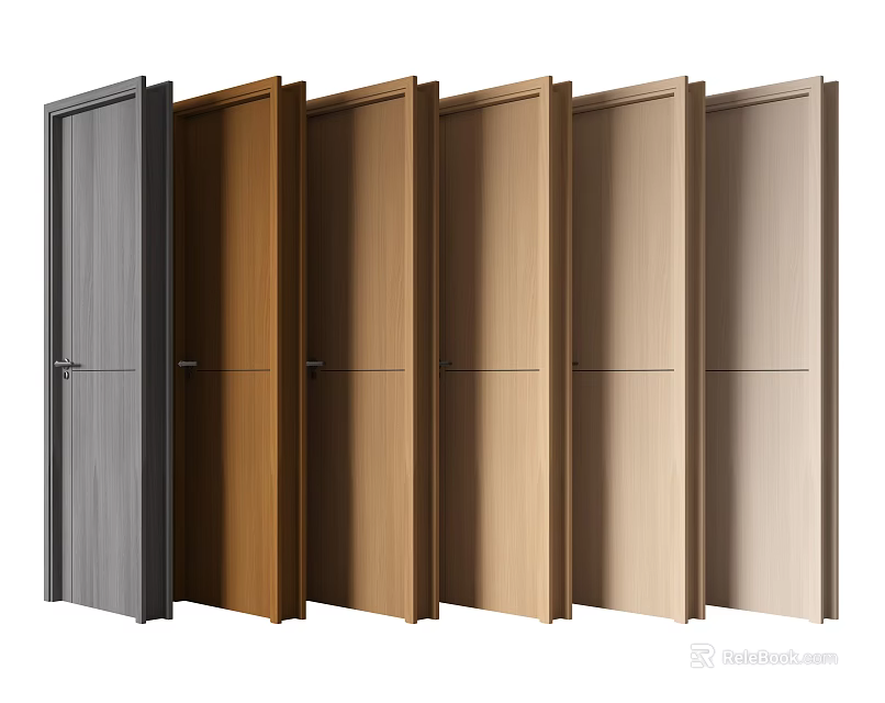 Modern Wooden Hinged Doors With Multiple Color Options For Interior Design 3d model