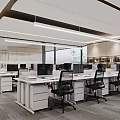 Modern Public Office Space Interior With Work Desks Computers Office Chairs And Lighting 3d model