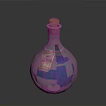 Decorative Glass Bottle With Cork Stopper Blue Liquid And Vintage Tag