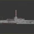 Detailed 3D Model Of Modern Water Transport Floating Platform With Lighthouse And Cranes