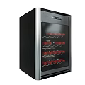 Black and Silver Wine Refrigerator with Glass Door and Multiple Shelves for Wine Bottles