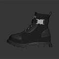 Black Tactical Work Boots With Lace Up Design Buckle Straps And Thick Sole