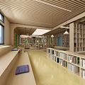 Modern Reading Room Primary School Library 3d model