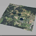 Aerial View of Mountainous Terrain With Green Vegetation Lakes and Agricultural Areas