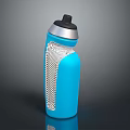 Blue Electronic Water Bottle With Silver Cap And Mesh Grip Design