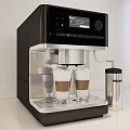 Modern Kitchen Coffee Machine with Two Espresso Cups and Stainless Steel Container 3d model