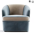 Two Tone Beige And Navy Blue Velvet Accent Chair With Curved Arms Modern Design