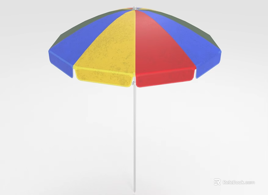 Colorful Outdoor Umbrella Furniture With Vibrant Red Yellow Blue Green Panels 3d model 