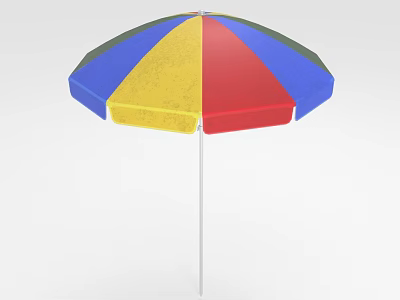 Colorful Outdoor Umbrella Furniture With Vibrant Red Yellow Blue Green Panels 3d model