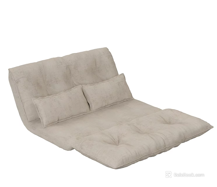 Comfortable Light Beige Fabric Single Sofa With Two Soft Cushions 3d model