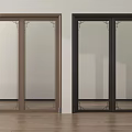 Modern Interior Sliding Doors With Brown And Black Frames And Glass Panels 3d model