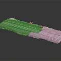 Detailed Railroad Track Model With Multiple Tracks And Green Scenic Layout Design