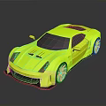 Yellow 3D Rendered Sports Car With Sleek Design Black Windows Alloy Wheels And Reflective Surface