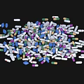 Pharmacy Assorted Colorful Tablets And Capsules Scattered On Black Background