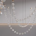 Modern Multi Layered Crystal Chandelier With Gold Hanging Chains And Decorative Beads