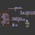 Wooden Bookshelf With Multi Tiered Shelves Books And Ceramic Jar Interior Display Setup