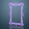 Pink Neon Picture Frame With Decorative Patterns Against Dark Blue Background And Reflection 3d model