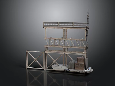 Industrial Metal Scene Structure With Multi tiered Platform Ladder And Storage Boxes 3d model