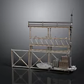 Industrial Metal Scene Structure With Multi tiered Platform Ladder And Storage Boxes
