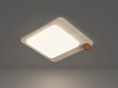 Modern Square Flush Mount Ceiling Light With White Luminous Panel And Wooden Accent 3d model