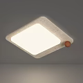 Modern Square Flush Mount Ceiling Light With White Luminous Panel And Wooden Accent 3d model