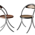 Modern Leisure Chair With Metal Legs Wooden Seat And Simple Backrest Design