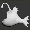 White Fish Shaped Furniture Decor With Shiny Surface Open Mouth And Curved Top Fin