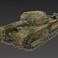 Camouflaged Military Tank Featuring Weathered Surface Heavy Tracks And Cannon