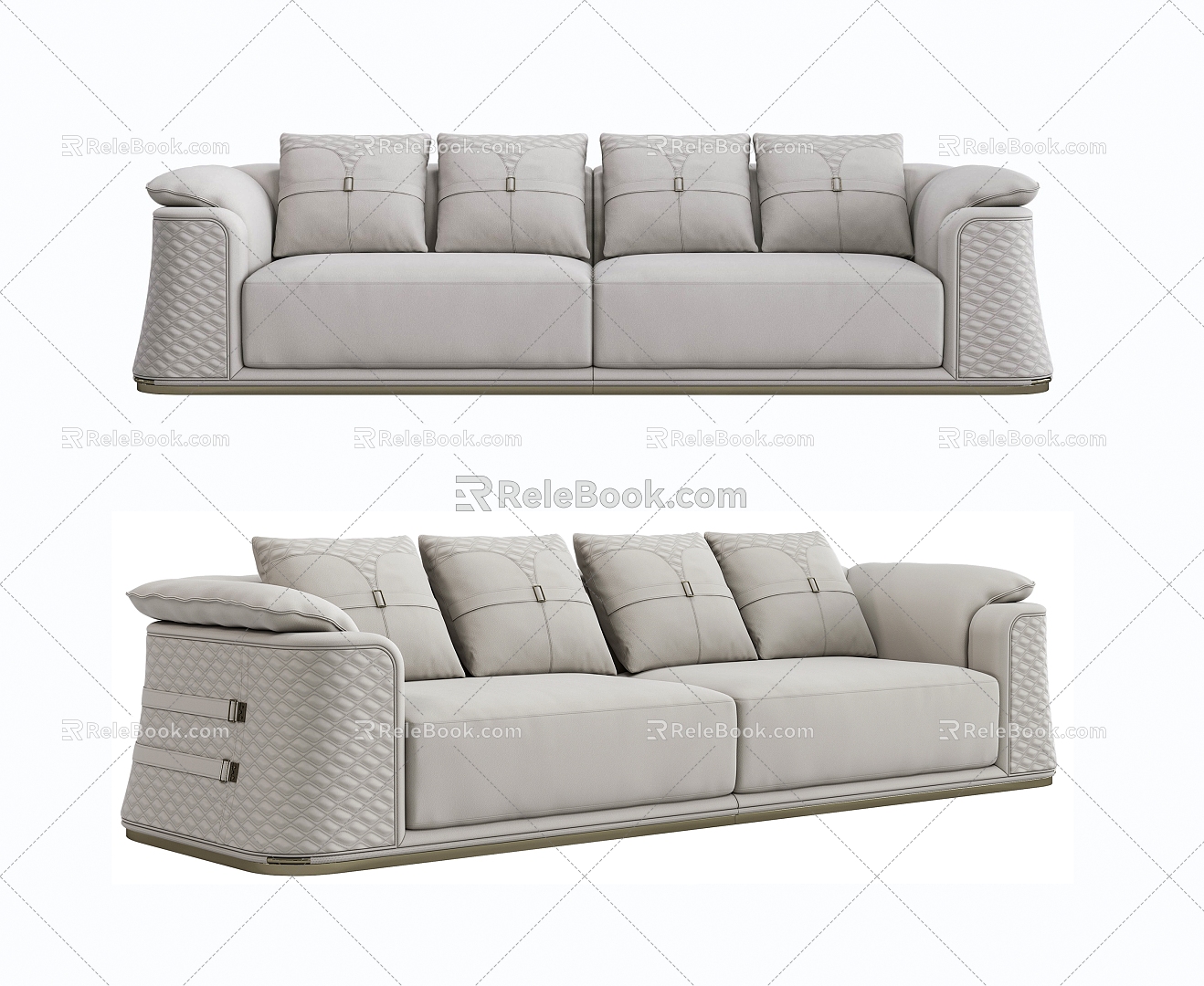 Light Luxury Palace One Multi-Person Sofa 3d model