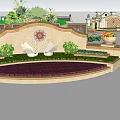 Outdoor Feature Wall Design With Stone Decorations Water Elements And Greenery 3d model