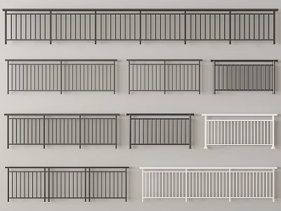 Various Stylish Railing Designs in Black and White for Home Decoration 3d model