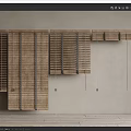 Stylish Interior Wall Design With Wooden Blinds In Various Configurations