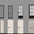 Modern Hinged Doors with Glass and Solid Panel Designs in Black and White Colors 3d model
