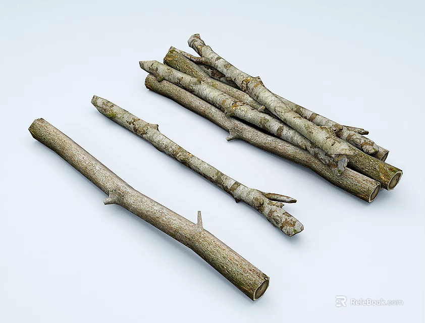 Arbor Tree Branches Featuring Natural Texture And Various Lengths In Brownish Gray 3d model