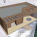 Modern Wooden Building Design With Unique Roof Circular Opening And Open Terrace In Snowy Surroundings